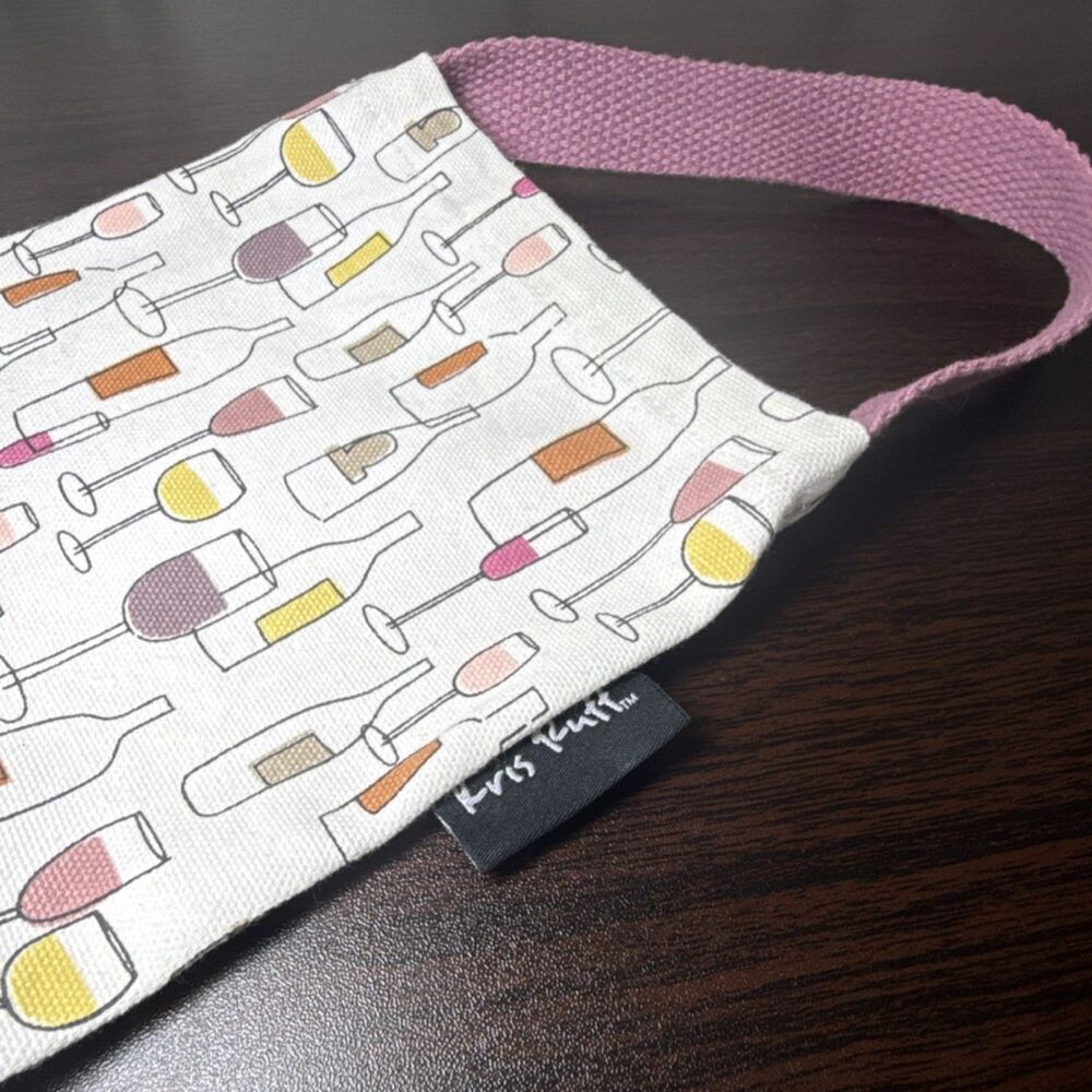 Abbott Cotton Wine Bag Wine Bottles & Glasses Pattern Pinkish Handle